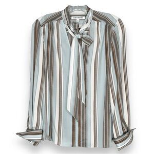 Elizabeth and James Mimi tie neck stripe silk blouse